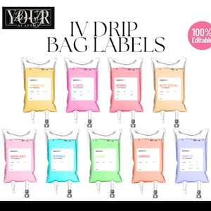 Editable IV Drip Bag Labels: Nutrient Therapy Templates (Canva)