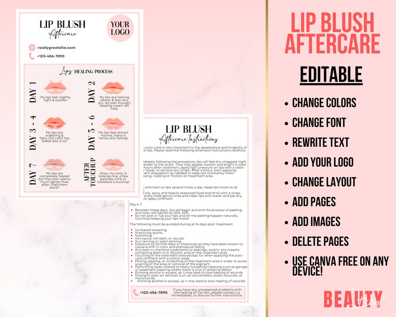 Lip Blushing Aftercare Pre Procedure Care Combo, Lip Liner Tattoo ...