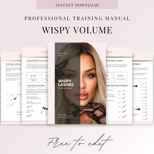 ウィスピーボリュームラッシュエクステンショントレーニングマニュアル：編集可能なCanvaガイド