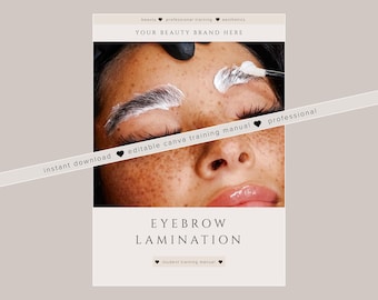 Manual de capacitación sobre laminación de cejas: Curso de cejas editable (plantilla de Canva)