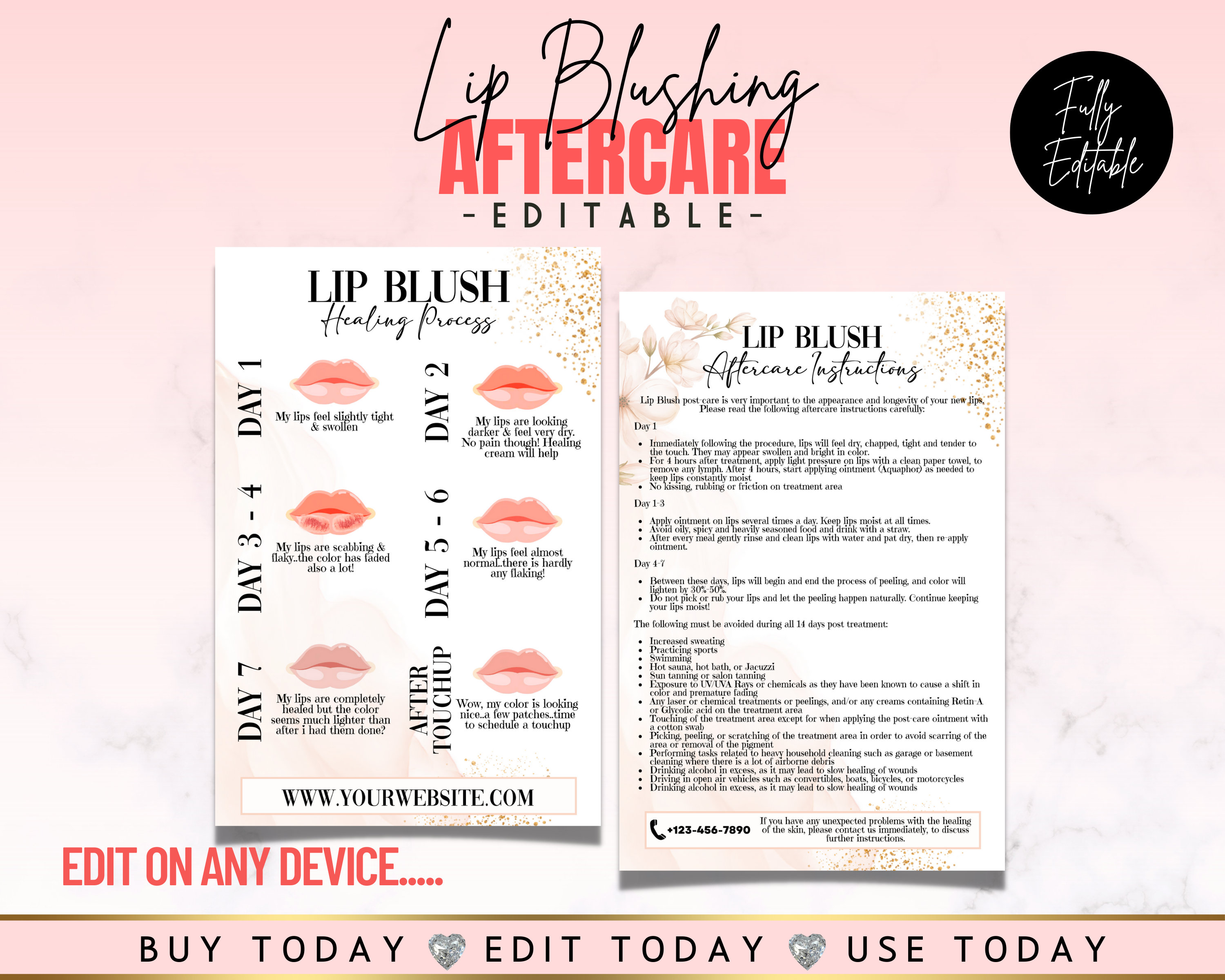 LIP BLUSHING Aftercare & Pre Procedure Care Combination, Lip Tattoo