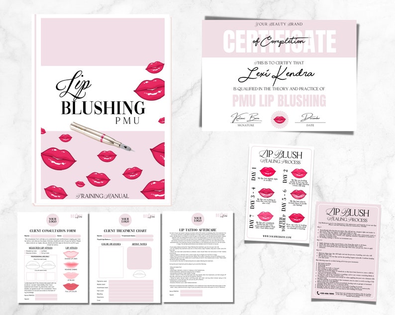 PMU Lips Training Manual, Editable for Educators, Tattoo Lip Blush, PMU