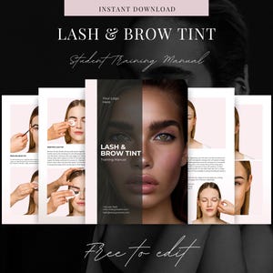 Lash & Brow Tint Training Manual: Editable Canva Template (PDF Download, 85 Pages)