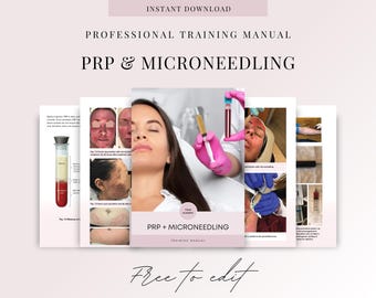 PRP & Microneedling Training Manual: Platelet Rich Plasma and Skin Needling Facials, Editable Canva Template