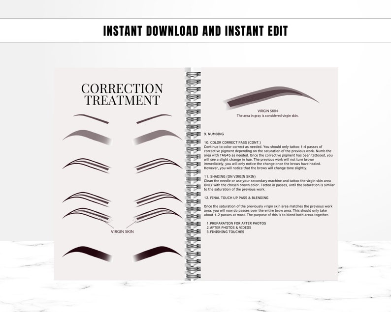 Ombre Powder Brows Training Manual, Editable Training Guide, Ombre, Powder, PMU Eyebrows, Step by Step, Students, Tutors, Edit in Canva