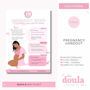 Editable Pregnancy Trimester Guide: Doula Client Handout (PDF Download)
