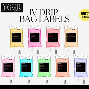 Editable IV Drip Bag Labels: Nutrient Therapy Templates (Canva)