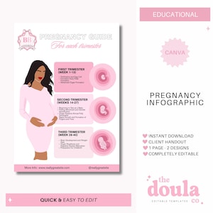 Editable Pregnancy Trimester Guide: Doula Client Handout (PDF Download)
