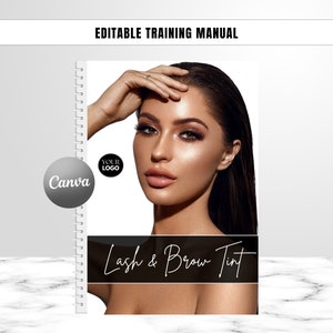 Lash and Brow Tint Editable Training Manual, Tutorial, Brow Lash Course, Step by Step eBook, Student, Educator, Learn, Teach, Edit in Canva