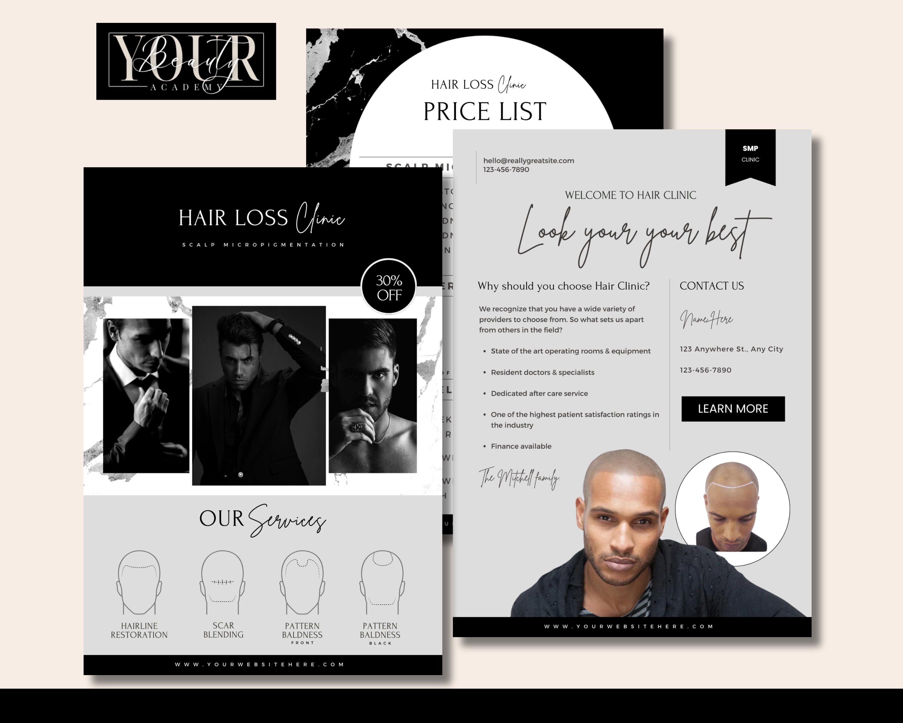 SMP Ads, DIY SMP Flyer, Scalp Micropigmentation Flyer Templates Design ...