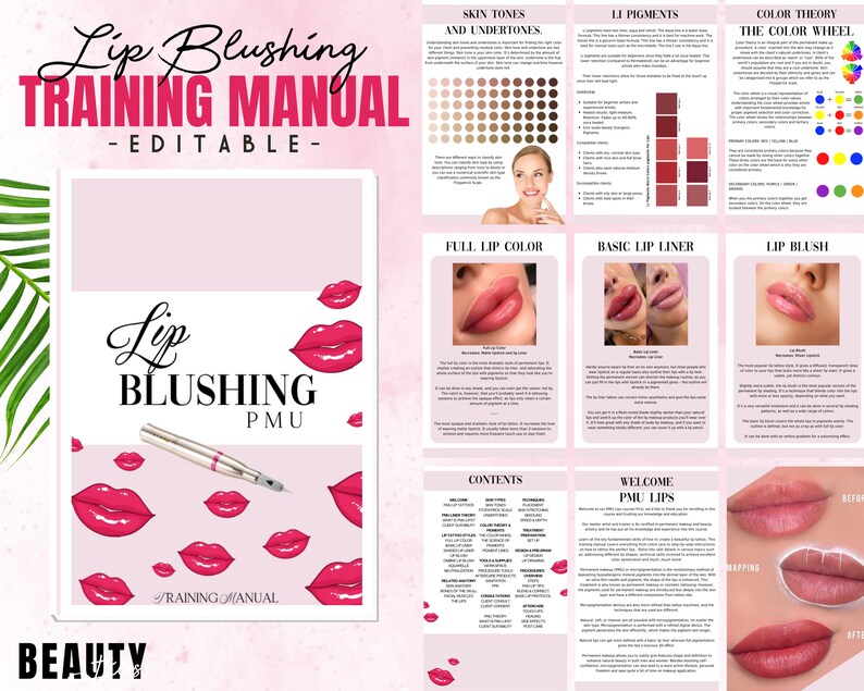 PMU Lips Training Manual Editable for Educators Tattoo Lip Etsy