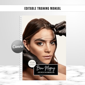 Eyebrow Mapping Editable Manual, Tutorial, Brow Training Course, Eyebrow Design, Mapping Guide ,Step by Step, Student, Tutor, Edit in Canva