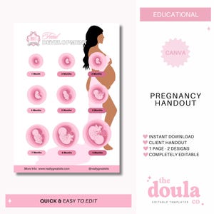 Bewerkbare doula-hand-out voor foetale ontwikkeling: voorlichting over de bevalling (pdf-download)