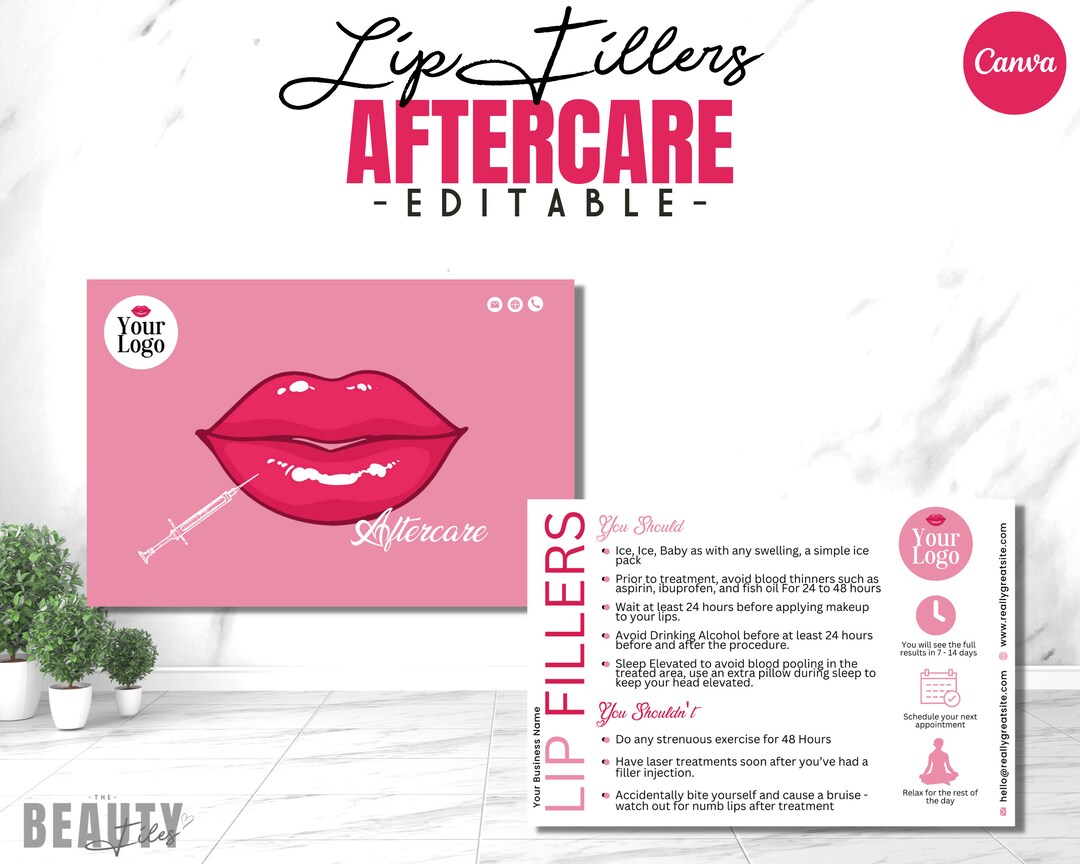 Lip Fillers Aftercare Card, Lips Design Template, Lips Enhancement