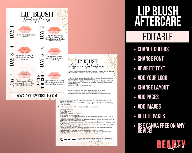 Lip Blush Aftercare and Pre Procedure Care Combo, Lip Blushing Tattoo