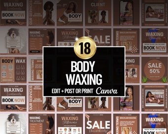 Melanin Body Waxing Flyers: Esthetician IG Templates (Edit in Canva)