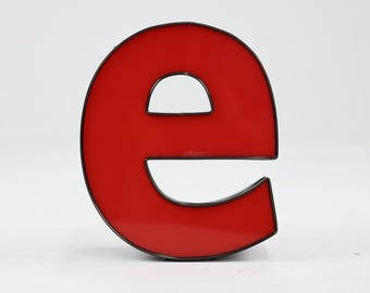 Red & Dark Bronze Letter E | Reclaimed Channel Letter