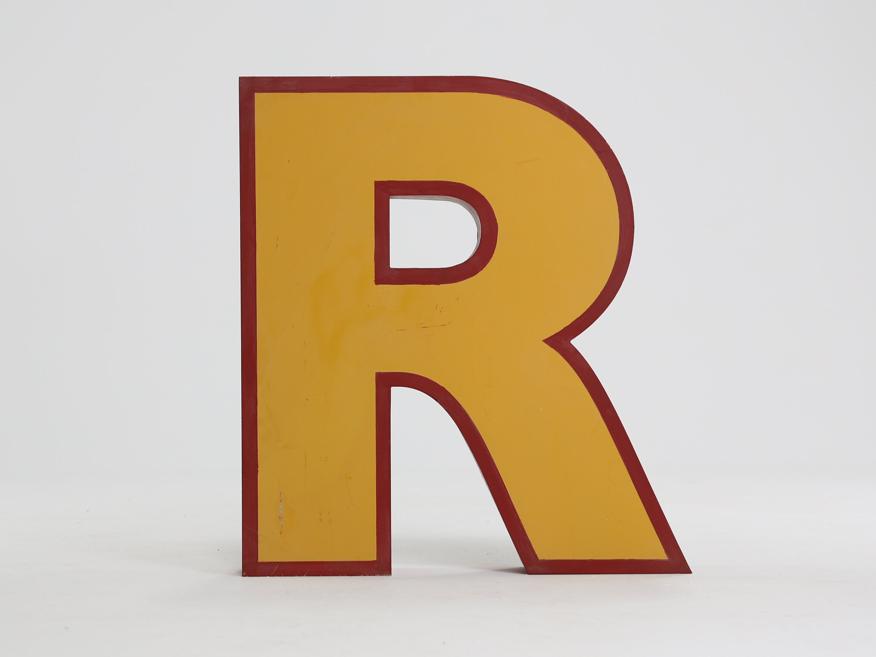 Yellow & Red Letter R | Reverse Channel Letter | Reclaimed Old Sign - Etsy