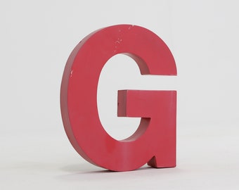 Faded Red Letter G | Reverse Channel Letter | Reclaimed Old Sign