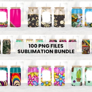 16oz Libbey Glass Can Tumbler Sublimation Designs, Glass Can Wrap png, Libbey Can Template, 16oz Libbey Wrap PNG