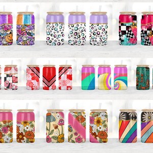 16oz Libbey Glass Can Tumbler Sublimation Designs, Glass Can Wrap png, Libbey Can Template, 16oz Libbey Wrap PNG image 8