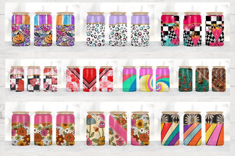 16oz Libbey Glass Can Tumbler Sublimation Designs, Glass Can Wrap png, Libbey Can Template, 16oz Libbey Wrap PNG image 8