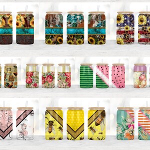 16oz Libbey Glass Can Tumbler Sublimation Designs, Glass Can Wrap png, Libbey Can Template, 16oz Libbey Wrap PNG image 10