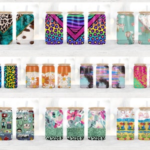 16oz Libbey Glass Can Tumbler Sublimation Designs, Glass Can Wrap png, Libbey Can Template, 16oz Libbey Wrap PNG image 6
