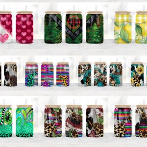 16oz Libbey Glass Can Tumbler Sublimation Designs, Glass Can Wrap png, Libbey Can Template, 16oz Libbey Wrap PNG image 5