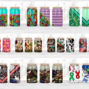 16oz Libbey Glass Can Tumbler Sublimation Designs, Glass Can Wrap png, Libbey Can Template, 16oz Libbey Wrap PNG image 2