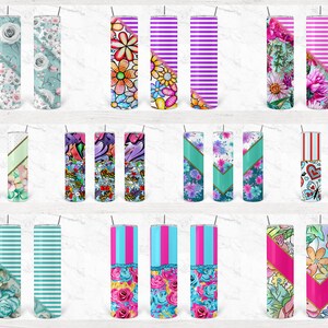 May include: Set of 30 stainless steel tumblers with various colorful designs. The designs include floral patterns, stripes, and abstract art. The tumblers are perfect for everyday use or as a gift.