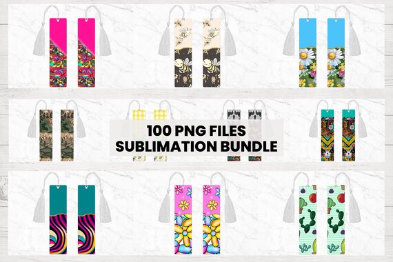 Bookmark Sublimation Design Bundle, Book Mark Bundle, Printable Bookmark Wrap Template, Sublimation Files, Cute book mark PNG designs