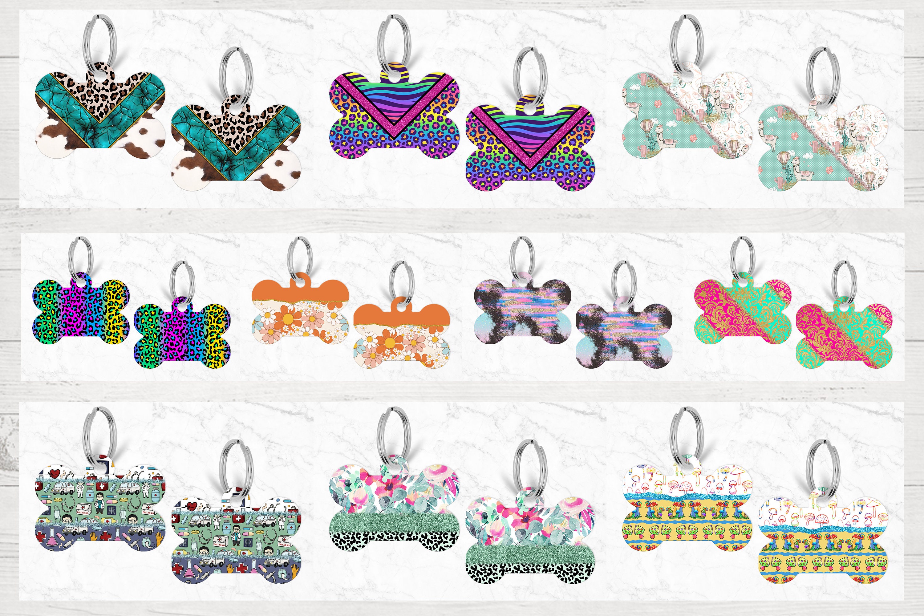 Bone Dog Tag Bundle, Dog Tags Sublimation, Pet Tag Png Bundle, Bone Dog ...