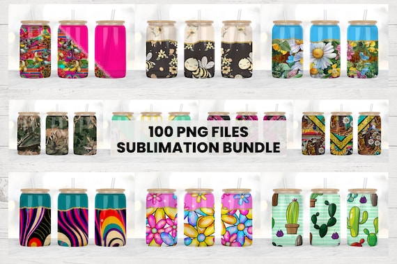 16oz Libbey Glass Can Tumbler Sublimation Designs, Glass Can Wrap png, Libbey Can Template, 16oz Libbey Wrap PNG
