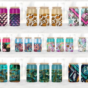 16oz Libbey Glass Can Tumbler Sublimation Designs, Glass Can Wrap png, Libbey Can Template, 16oz Libbey Wrap PNG image 3