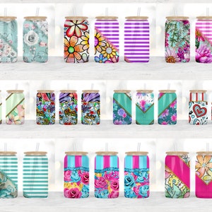 16oz Libbey Glass Can Tumbler Sublimation Designs, Glass Can Wrap png, Libbey Can Template, 16oz Libbey Wrap PNG image 4