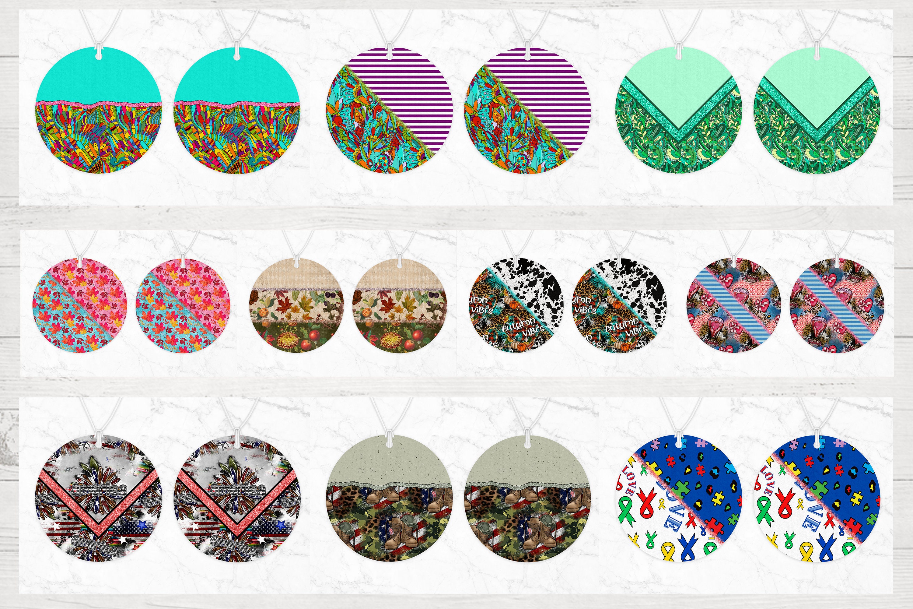 Air Freshener Sublimation Design Bundle Air Freshener Bundle Etsy