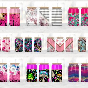 16oz Libbey Glass Can Tumbler Sublimation Designs, Glass Can Wrap png, Libbey Can Template, 16oz Libbey Wrap PNG image 7