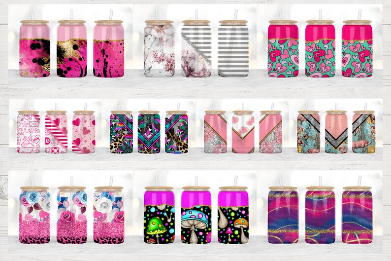 16oz Libbey Glass Can Tumbler Sublimation Designs, Glass Can Wrap png, Libbey Can Template, 16oz Libbey Wrap PNG image 7