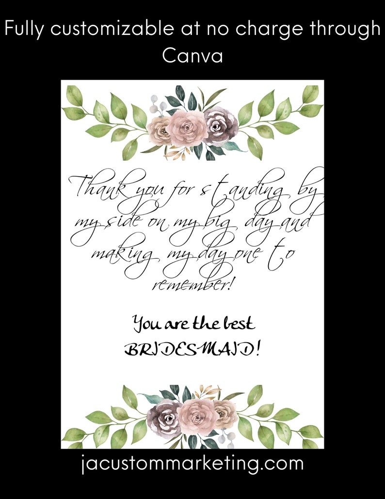 Mock up of what you get with your purchase! Bridesmaid Thank you!