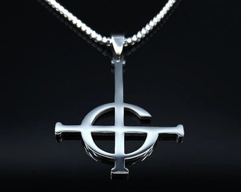 Grucifix Necklace Inverted Cross Necklace Ghost Band Necklace Satanic Jewelry Upside Down Crucifix