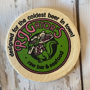 1 Vintage R.J Gators, posavasos de cartón cervecería, bar, posavasos de taberna