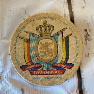 1 posavasos de cerveza Lowenbrau vintage, posavasos de cartón cervecería, bar, posavasos de taberna