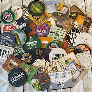 30 posavasos de cerveza al azar, posavasos de cartón para cervecerías, artículos de bar y posavasos de taberna