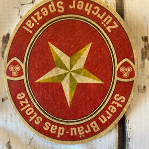 1 Vintage Stern Brau-das Stolze Zürcher Spezial German Beer Coaster, posavasos de cartón cervecería, bar, posavasos de taberna
