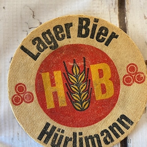 1 Vintage Lager Bier Hurlimann Tavern Beer coasters, posavasos de cartón cervecería, barware, posavasos de taberna