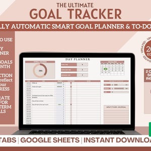 Goal Planner | 2025 Goal Tracker for Google Sheets |To-Do List Template| All in one Goal Planner| Google Sheets Template| SMART Goal Planner