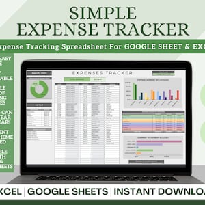 Simple Expense Tracker for GOOGLE SHEETS & EXCEL| Personal Budget Planner | Simple and Easy to use Expense Tracker