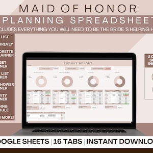 Maid of Honor Planning Spreadsheet For Google Sheets, Bachelorette Party Planning, Bridal Shower Planner, Wedding Spreadsheet