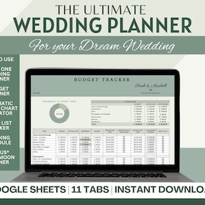 Digital Wedding Planning Spreadsheet, Wedding Budget Planner, Wedding Checklist, Wedding Guest List, All-In-One Wedding Planner